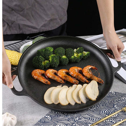 SOGA Cast Iron 35cm Frying Pan Skillet Coating Steak Sizzle Platter