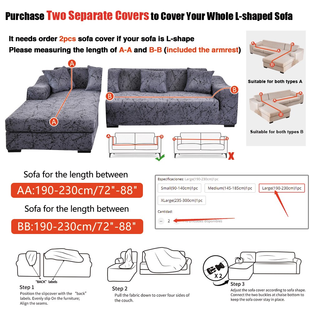 Anyhouz 1 Seater Sofa Cover Marigold Style and Protection For Living Room Sofa Chair Elastic Stretchable Slipcover