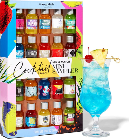 Thoughtfully Cocktails, Mix and Match Cocktail Mixer Mini Sampler, Flavours Include Appletini, Blue Hawaiian, Margarita and More, Pack of 20 (Contains NO Alcohol)