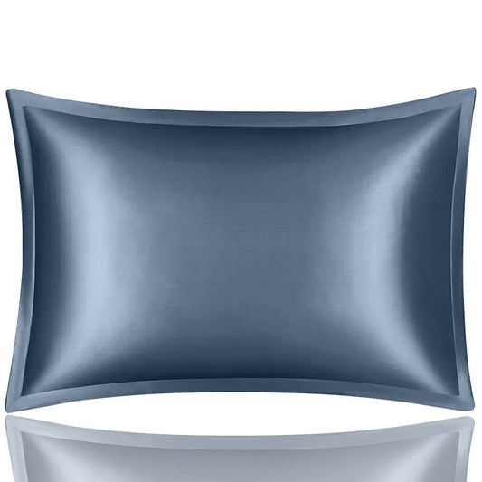 Anyhouz Pillowcase 50x75cm Blue Gray Pure Real Silk For Comfortable And Relaxing Home Bed