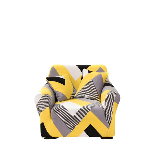 Anyhouz 1 Seater Sofa Cover Yellow Wave Style and Protection For Living Room Sofa Chair Elastic Stretchable Slipcover