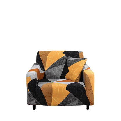 Anyhouz 1 Seater Sofa Cover Golden Yellow Geometric Style and Protection For Living Room Sofa Chair Elastic Stretchable Slipcover