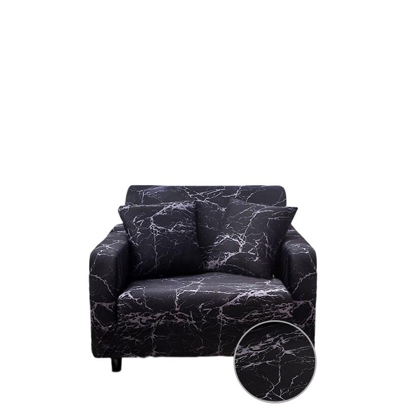 Anyhouz 1 Seater Sofa Cover Marble Black Style and Protection For Living Room Sofa Chair Elastic Stretchable Slipcover