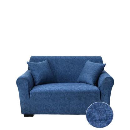 Anyhouz 2 Seater Sofa Cover Plain Blue Style and Protection For Living Room Sofa Chair Elastic Stretchable Slipcover