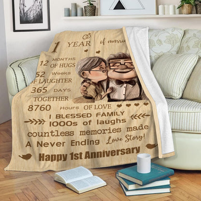 1st Wedding Anniversary Blanket, 1 Years of Anniversary Marriage Gifts 1st Wedding Gift Wife Husband Happy 1st Anniversary Couple Mom Dad Parents