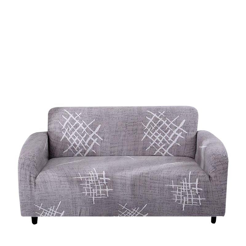 Anyhouz 3 Seater Sofa Cover Solid Light Gray Style and Protection For Living Room Sofa Chair Elastic Stretchable Slipcover