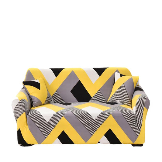 Anyhouz 3 Seater Sofa Cover Yellow Wave Style and Protection For Living Room Sofa Chair Elastic Stretchable Slipcover