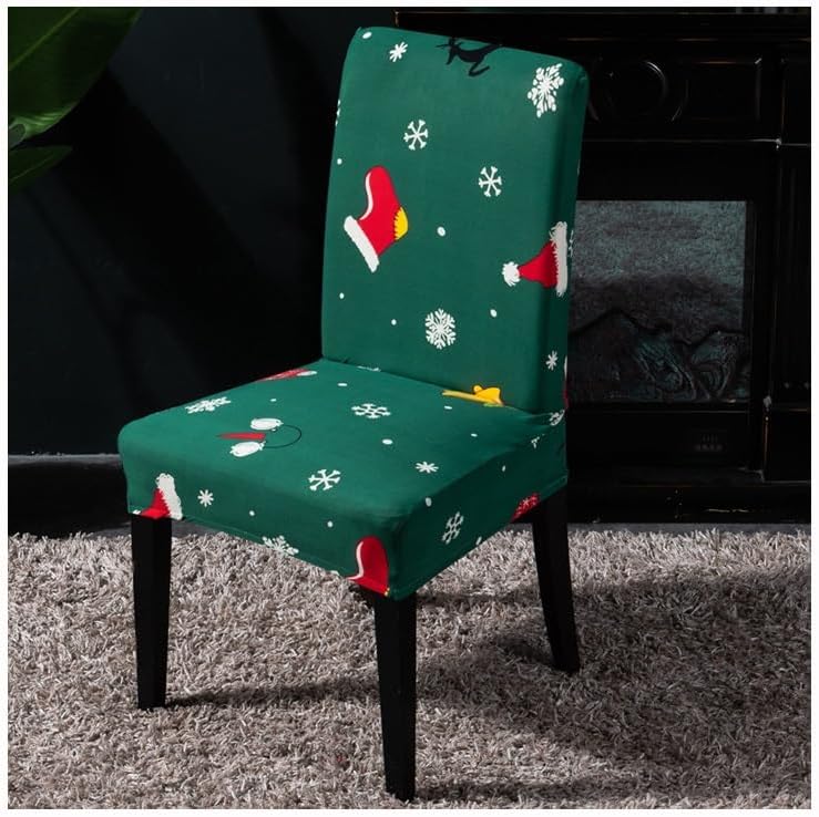 Anyhouz Chair Cover Green Christmas Socks Holiday Design with Anti-Dirt and Elastic Material for Dining Room Kitchen Wedding Hotel Banquet Restaurant