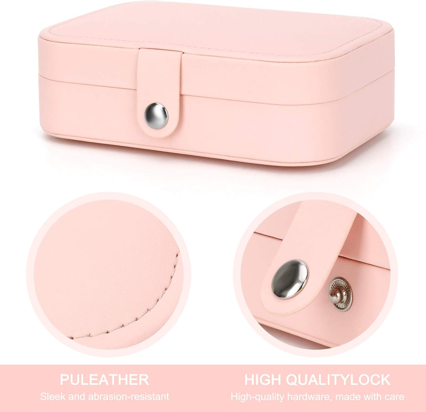 Travel Jewellery Box, T Tersely Portable Jewelry Box Jewellery Case for Rings Necklace Stud Bracelets Gift Jewellery Organiser Boxes for Women Girls Pink