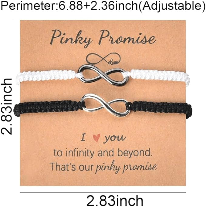 Matching Bracelets for Couples Gifts for Him Her Pinky Promise Bracelet for Couple Anniversary Birthday Gifts for Wife Husband Boyfriends Gift from Girlfriend Adjustble Braided Infinite Rope Bracelet