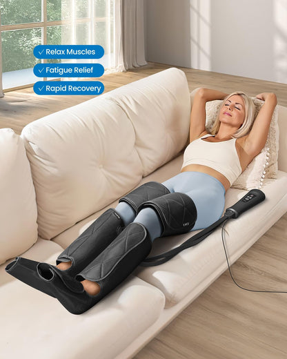 RENPHO Leg Massager FSA HSA Eligible, Air Compression Leg Massager for Circulation and Relaxation, Effective for Father Mother Reduce Swelling Muscles Relaxation-Black