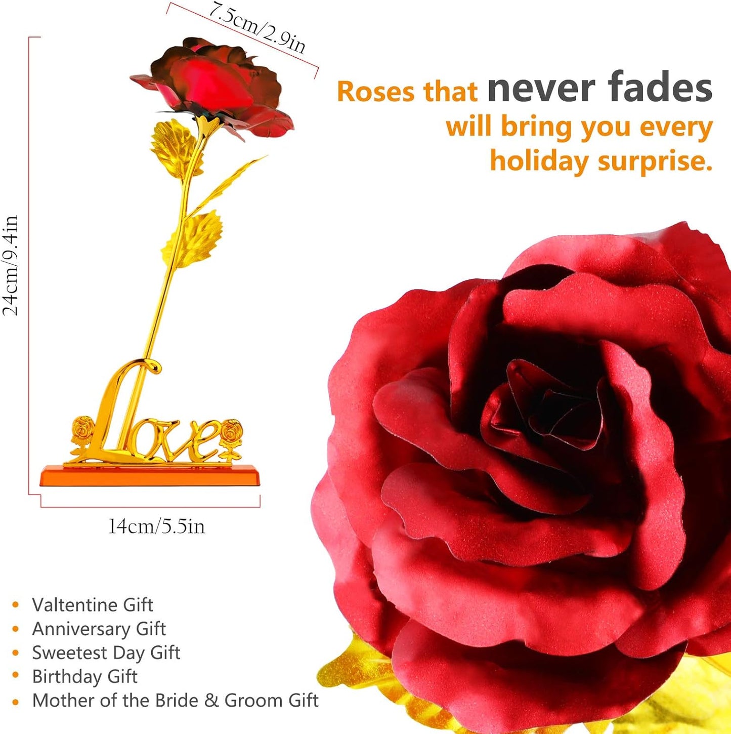 Artificial Flower, Preserved Rose Flowers Long Stem with Love Stand and Gift Box for Father's Day, Mother's Day, Valentine's Day, Thanksgiving, Birthday, Anniversary, Wedding