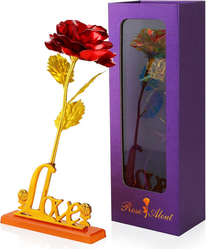 Artificial Flower, Preserved Rose Flowers Long Stem with Love Stand and Gift Box for Father's Day, Mother's Day, Valentine's Day, Thanksgiving, Birthday, Anniversary, Wedding