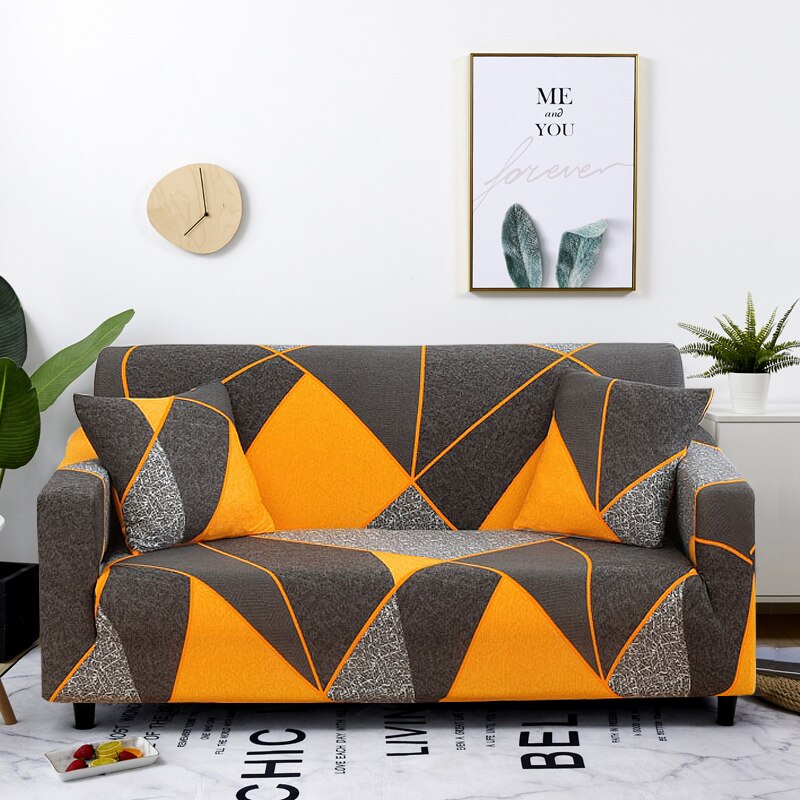 Anyhouz 4 Seater Sofa Cover Marigold Style and Protection For Living Room Sofa Chair Elastic Stretchable Slipcover