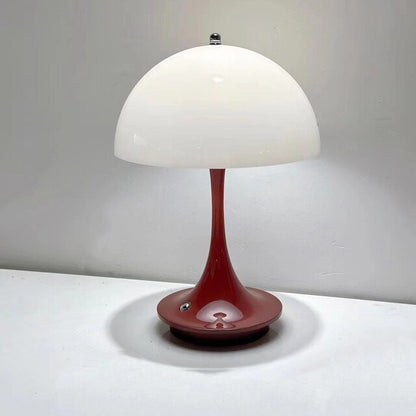 Anyhouz Luxury Lamp Red Body Mushroom Home Decor Wirless Rechargeable Table Accents for Bedroom Hotel Living Room