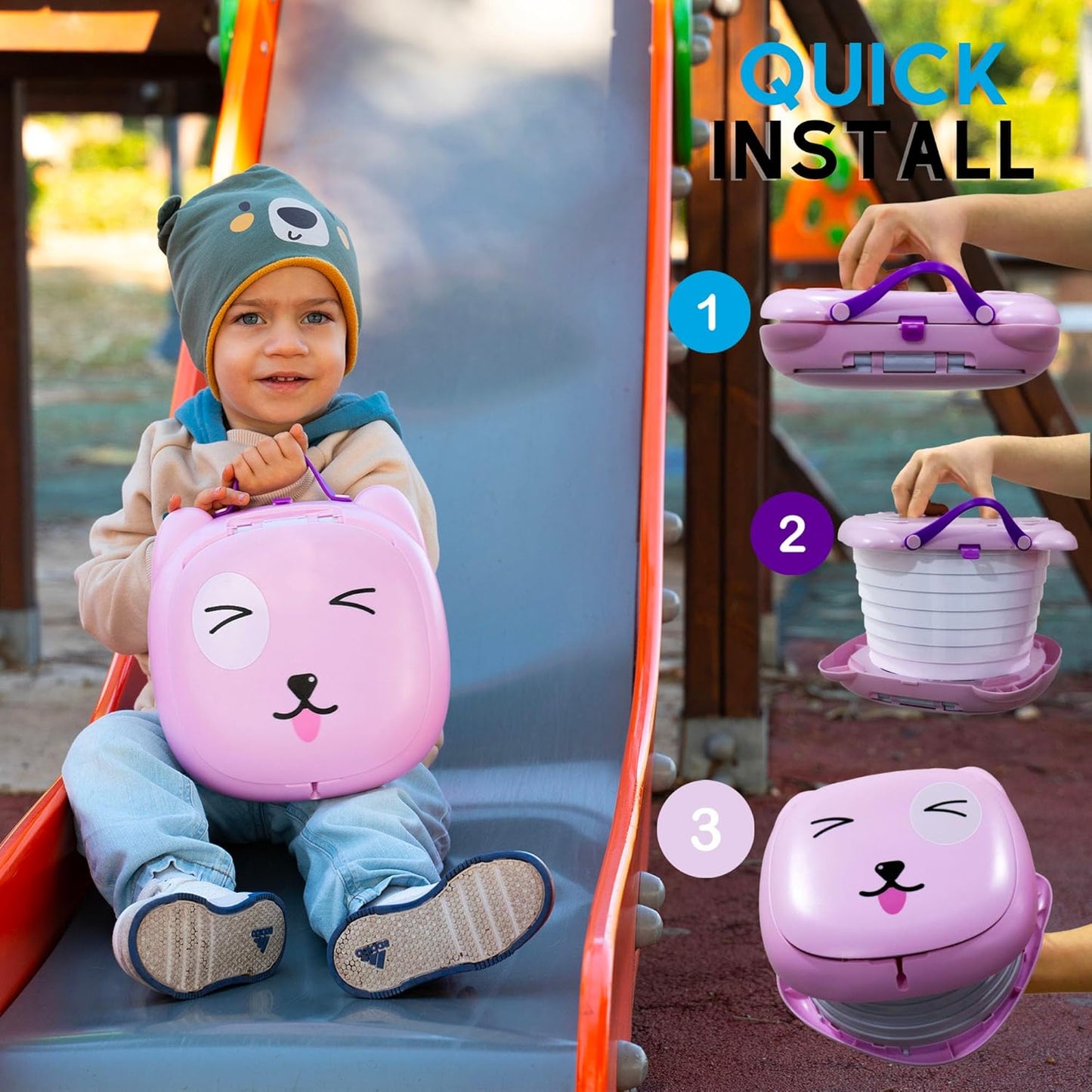 Travel Potty for Toddlers. Portable, Foldable, Carry Potty for Toddlers Boys and Girls. Fun Training with Potty Training Reward Chart. Indoor/Outdoor