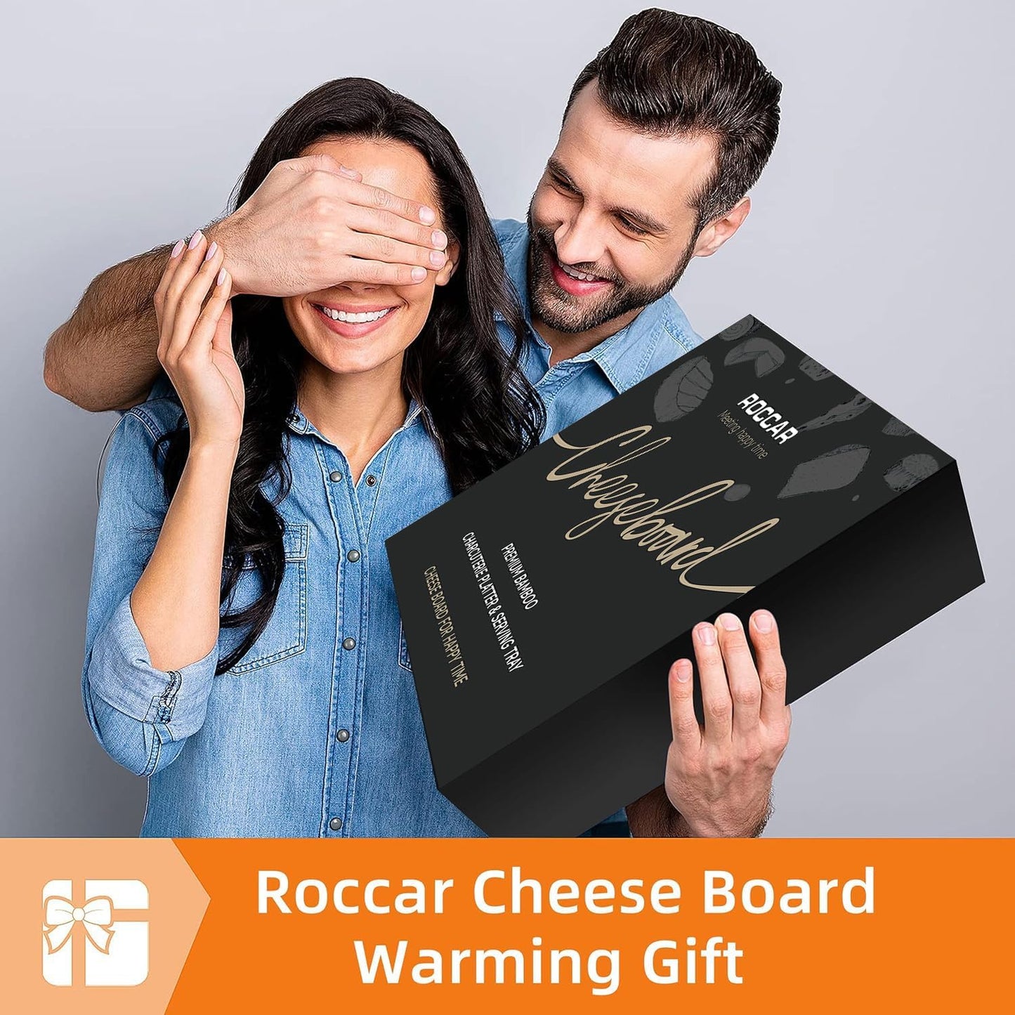 Roccar Cheese Board Birthday Gifts for Women-Bamboo Cheese Boards and Knife Set,Extra Large Charcuterie Board Set & Accessories,Wedding Gifts for Couple,Serving Platter Tray for Wife,Engagement Gifts