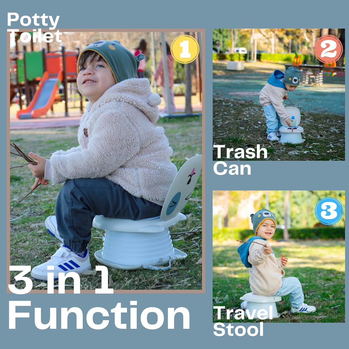 Travel Potty for Toddlers. Portable, Foldable, Carry Potty for Toddlers Boys and Girls. Fun Training with Potty Training Reward Chart. Indoor/Outdoor