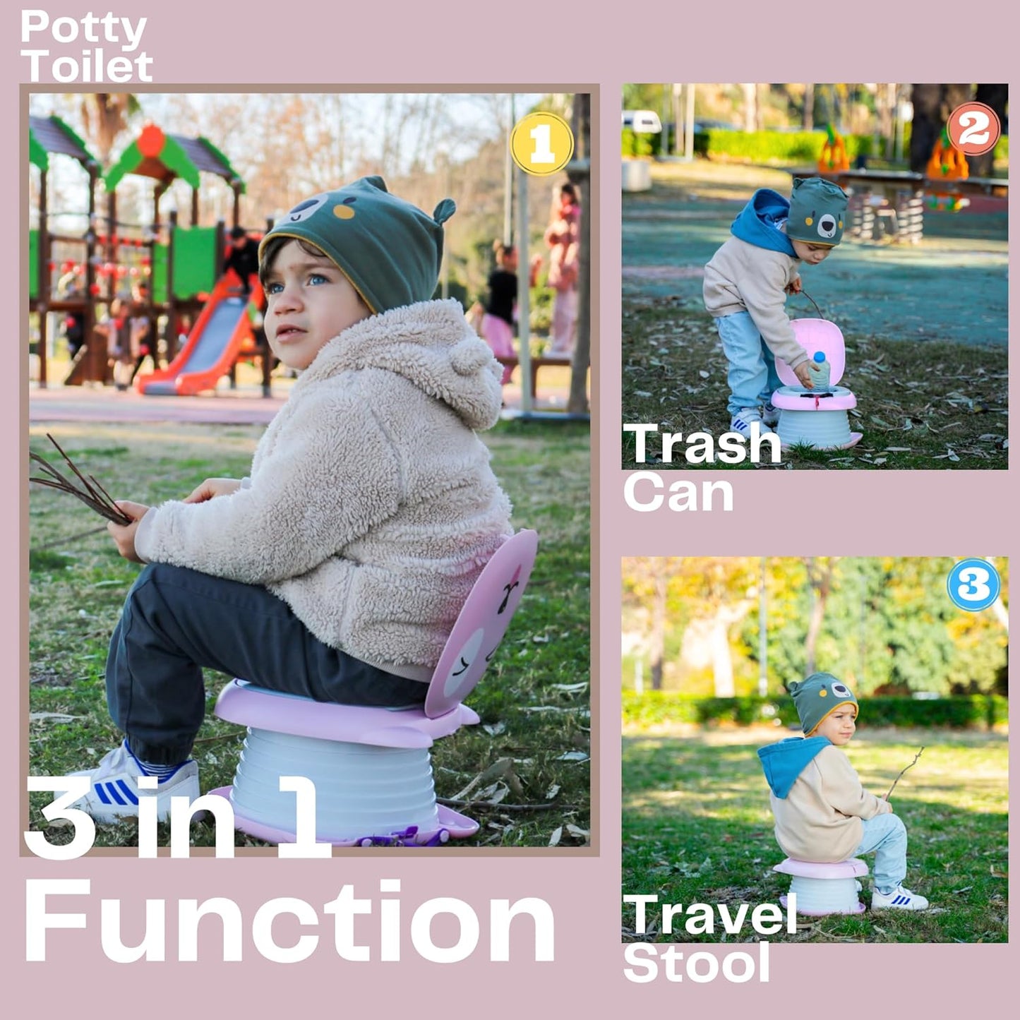 Travel Potty for Toddlers. Portable, Foldable, Carry Potty for Toddlers Boys and Girls. Fun Training with Potty Training Reward Chart. Indoor/Outdoor