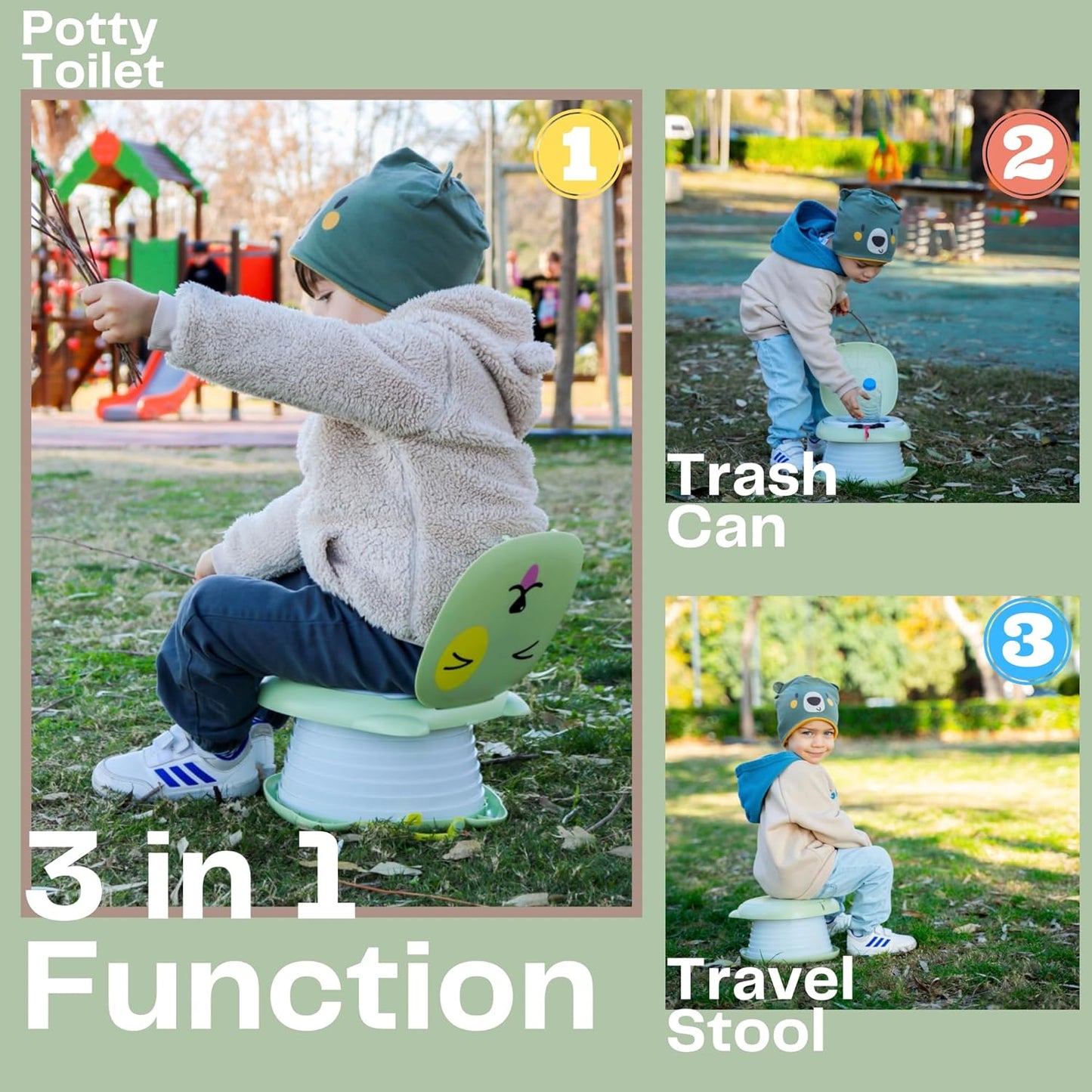 Travel Potty for Toddlers. Portable, Foldable, Carry Potty for Toddlers Boys and Girls. Fun Training with Potty Training Reward Chart. Indoor/Outdoor