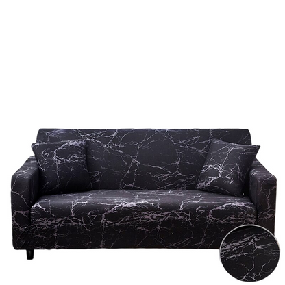 Anyhouz 4 Seater Sofa Cover Marble Black Style and Protection For Living Room Sofa Chair Elastic Stretchable Slipcover