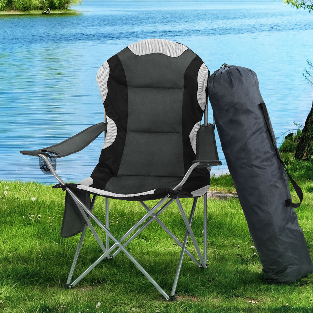 Weisshorn Camping Folding Chair Portable Outdoor Hiking Fishing Picnic Grey 2pcs