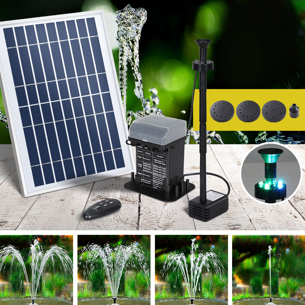 Gardeon Solar Pond Pump with Battery Kit LED Lights 5.2FT