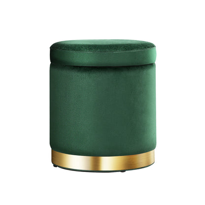 Artiss Ottoman Storage Foot Stool Round Velvet Green