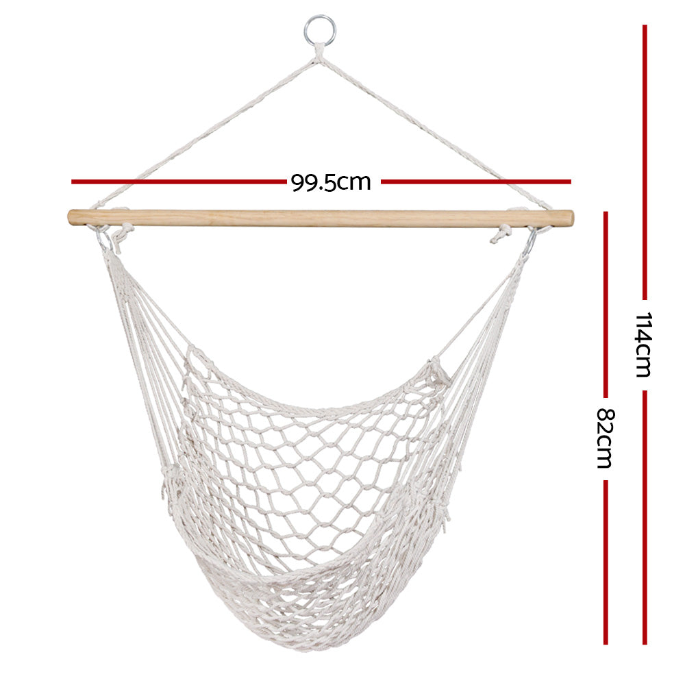 Gardeon Hammock Chair Outdoor Hanging Camping Mesh Indoor Cream