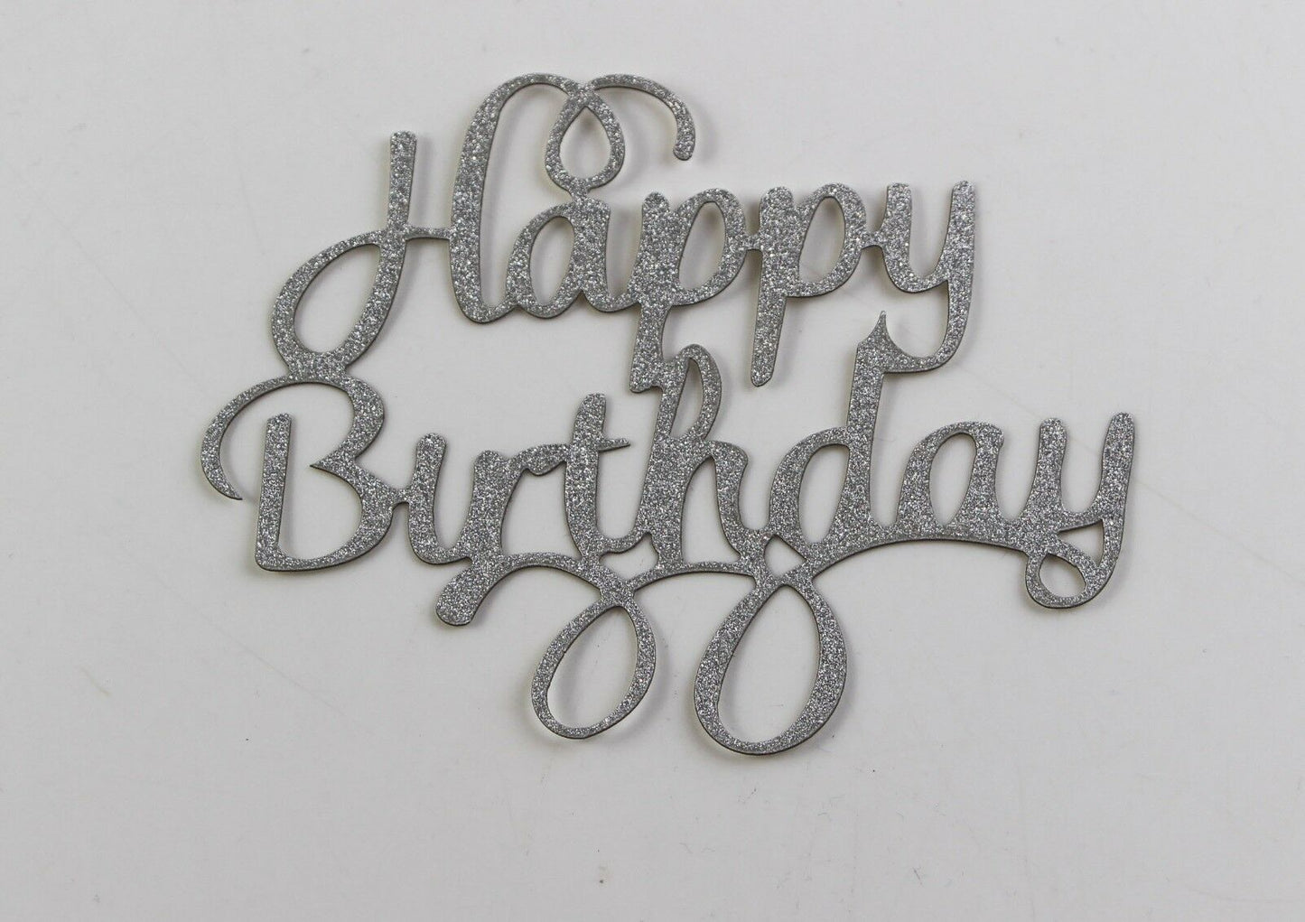 Happy Birthday Cake Topper Black Gold Silver Glitter Party Decorations Event