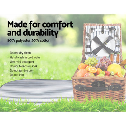 Alfresco 2 Person Picnic Basket Set Vintage Outdoor Baskets Insulated Blanket