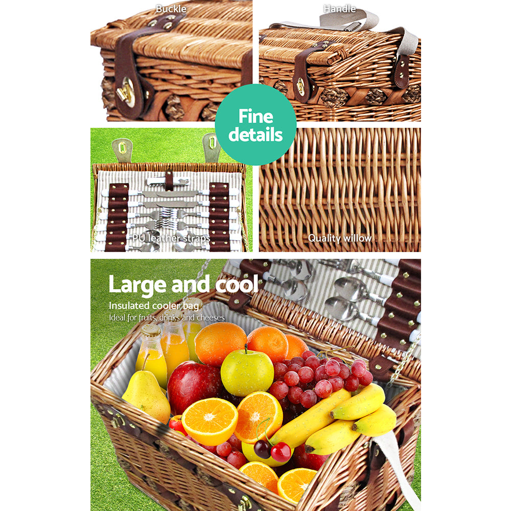 Alfresco 4 Person Picnic Basket Set Storage Blanket