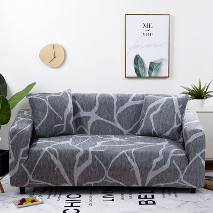 Anyhouz 4 Seater Sofa Cover Dark Gray Style and Protection For Living Room Sofa Chair Elastic Stretchable Slipcover