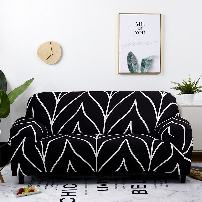 Anyhouz 1 Seater Sofa Cover Black Style and Protection For Living Room Sofa Chair Elastic Stretchable Slipcover