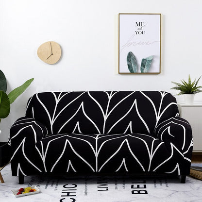 Anyhouz 1 Seater Sofa Cover Black Style and Protection For Living Room Sofa Chair Elastic Stretchable Slipcover