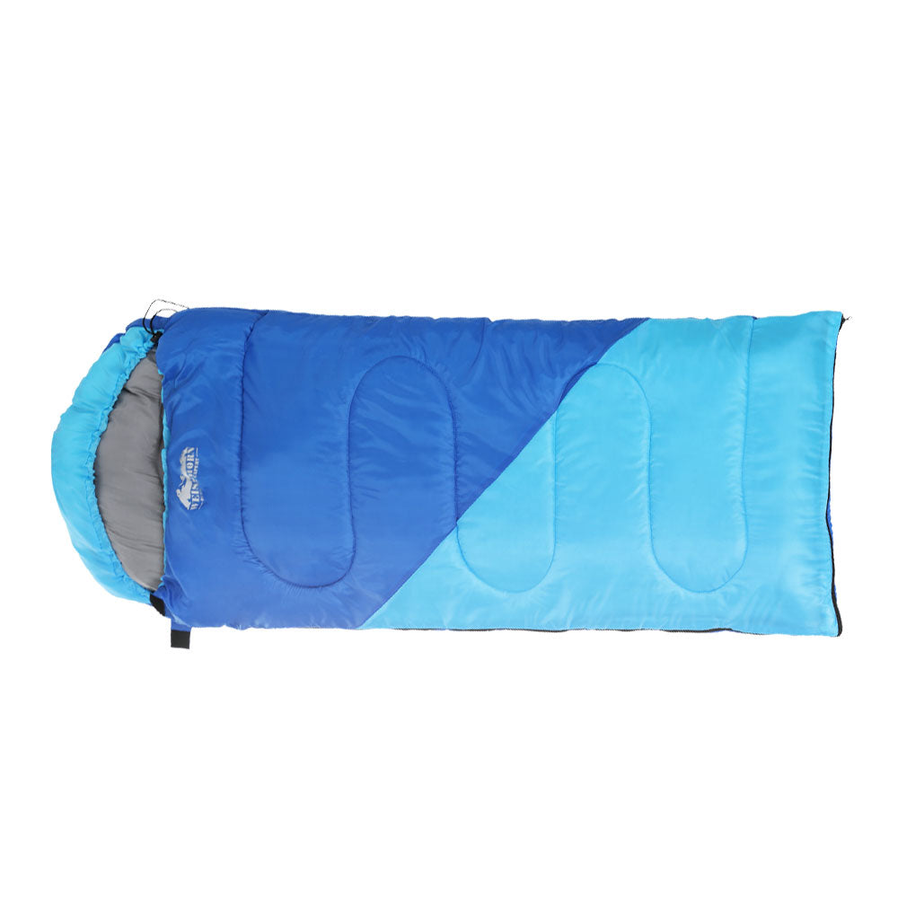 Weisshorn Sleeping Bag Kids Single 172cm Thermal Camping Hiking Blue