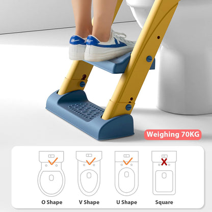 Potty Training Seat Step, Stool Ladder, Kids Boys Girls (Yellow)