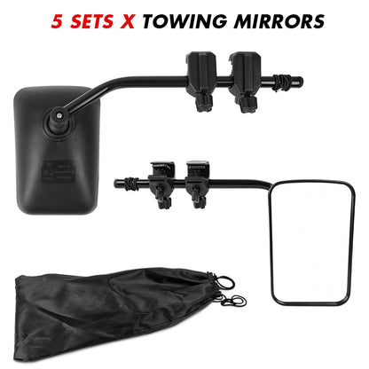 Towing Mirrors Clip on Multi Fit Clamp On Towing Caravan 4X4 Trailer 4WD 5 Pairs