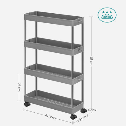 SONGMICS 4-Tier Storage Cart on Wheels Gray