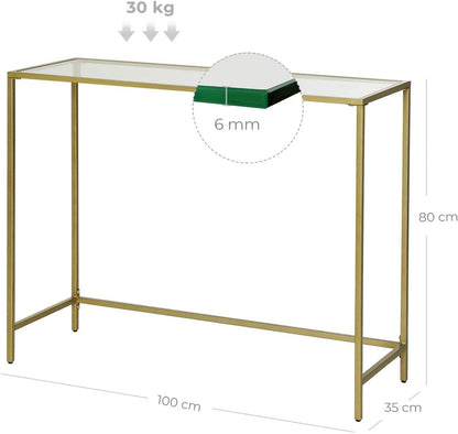 VASAGLE Console Table with Tempered Glass Golden LGT26G