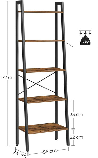 VASAGLE Ladder Shelf 5-Tier Rustic Brown LLS45X