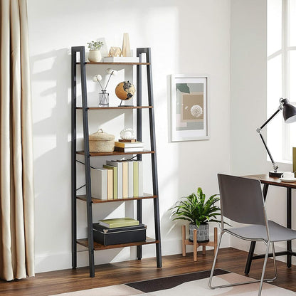 VASAGLE Ladder Shelf 5-Tier Rustic Brown LLS45X