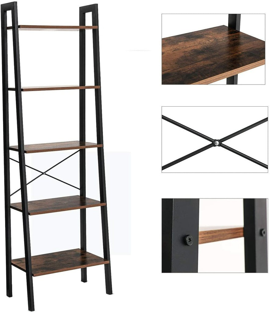 VASAGLE Ladder Shelf 5-Tier Rustic Brown LLS45X