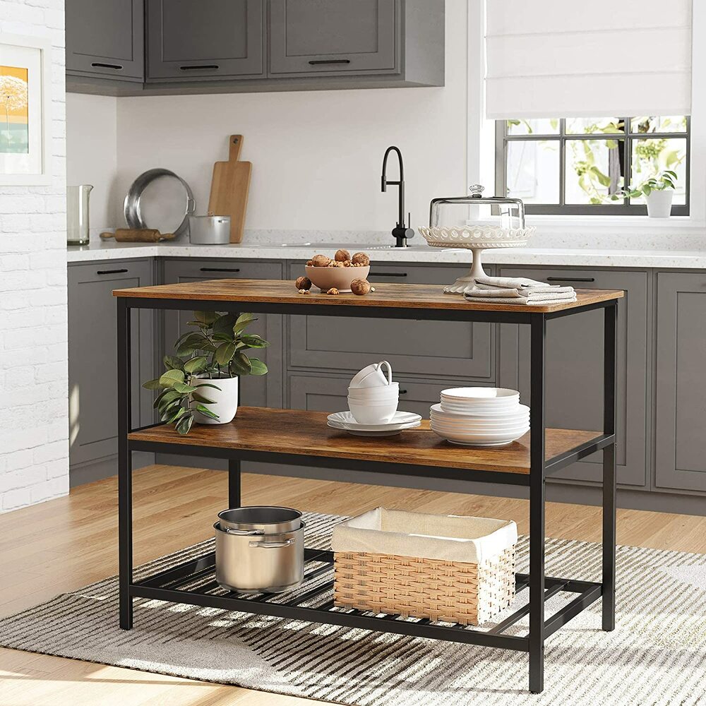 VASAGLE Kitchen Shelf Rustic Brown and Black KKI01BX