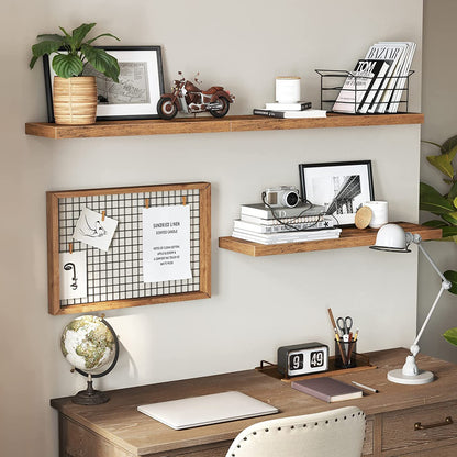 VASAGLE Floating Wall Shelf for Photos Decorations Rustic Brown