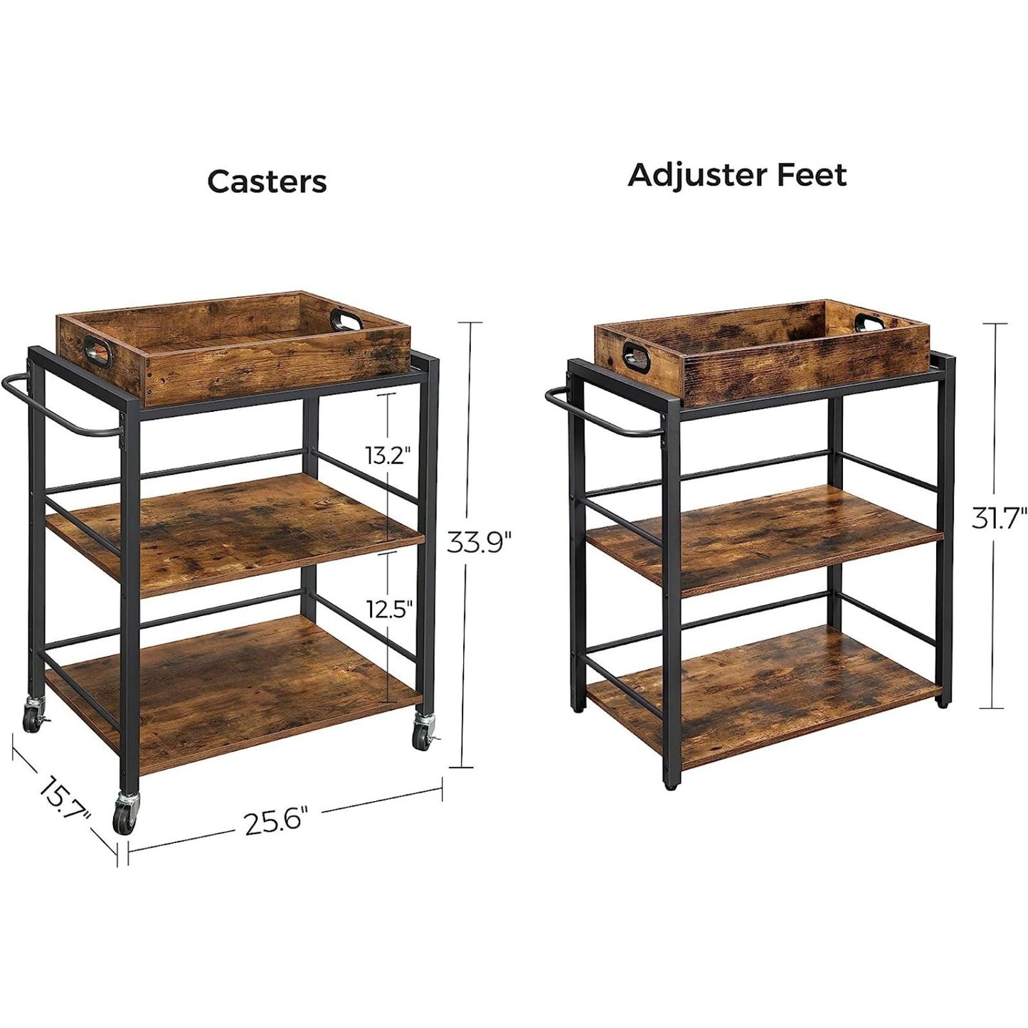 VASAGLE Utility Cart Rustic Brown