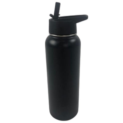 VERPEAK 40oz Vacuum Insulated Water Bottle 3 Lids with Straw (Black)