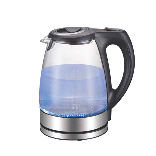 1.7L Electric Glass Kettle LED Blue Light 360 Automatic Cordless Water Boiling Jug