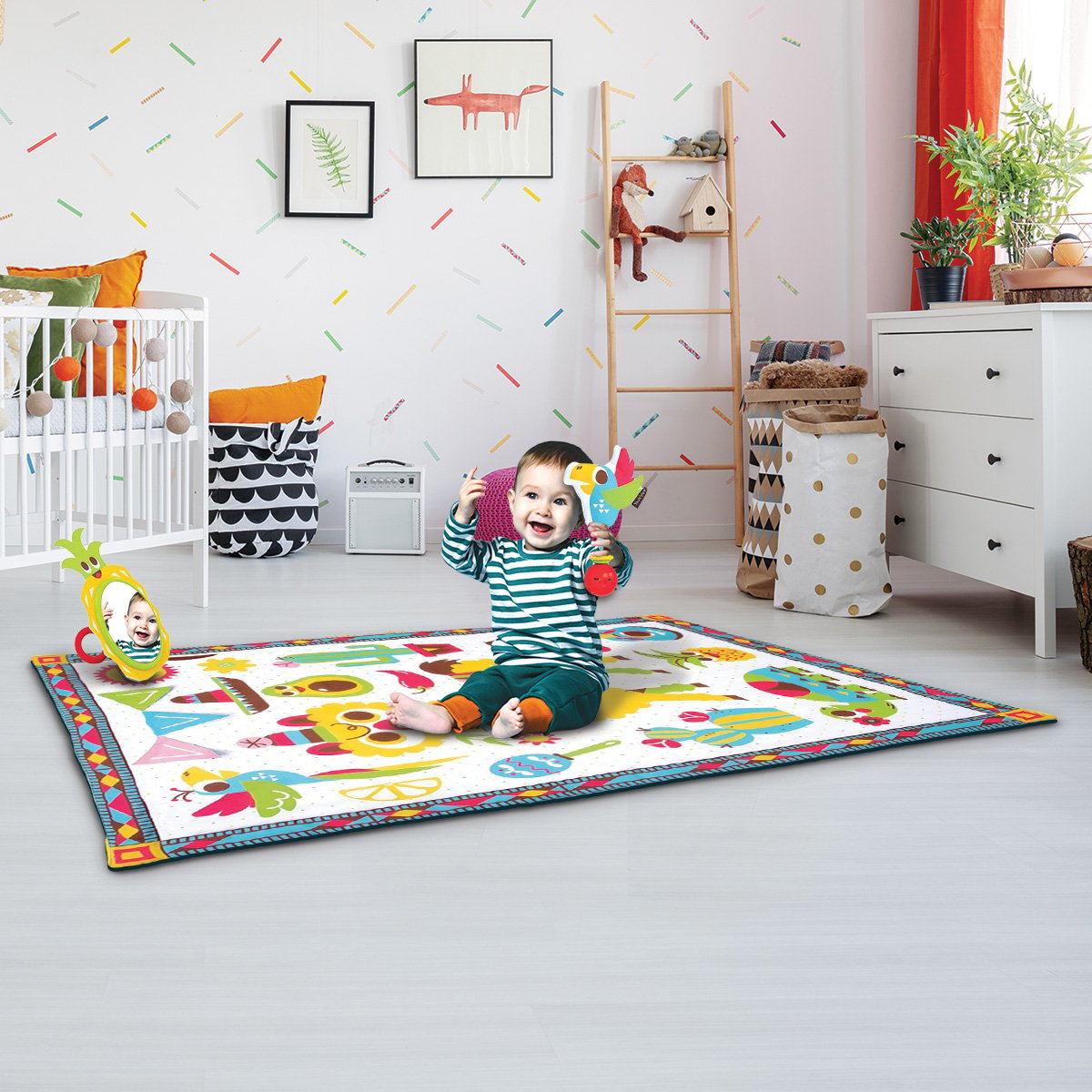 Yookidoo Fiesta Kids Baby Activity Playmat To Bag With Musical Rattle ...