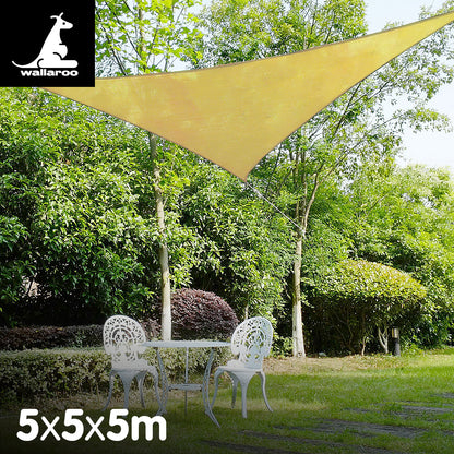 Wallaroo Triangle Shade Sail 5m x 5m x 5m - Sand